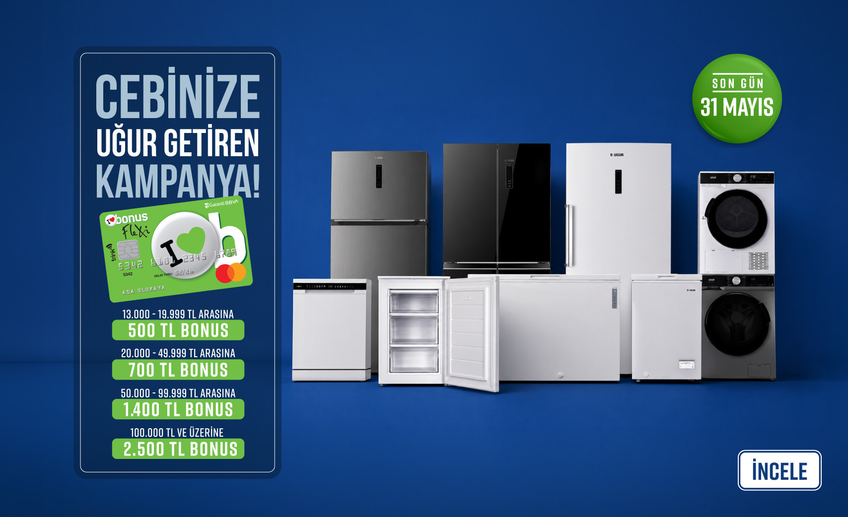 Bonus’a Özel Beyaz Eşya ve Elektronik Alışverişlerinize 2.500 TL’ye Varan Bonus!